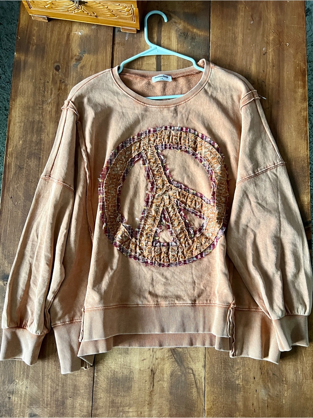 Mittoshop Oversized Patchwork Peace Sign Sweatshirt S/M ✨ - Picture 4 of 13